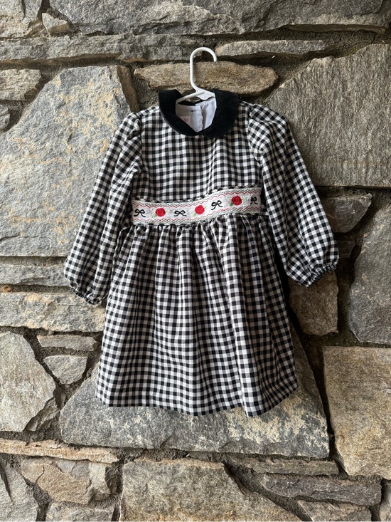 Bonnie Jean Other - Black & White Gingham Smocked Kids Dress